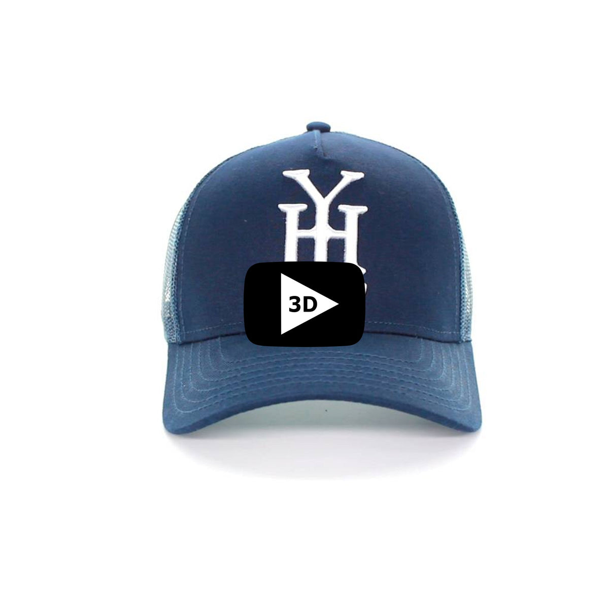 Navy Blue Monogram Mesh Trucker Hat