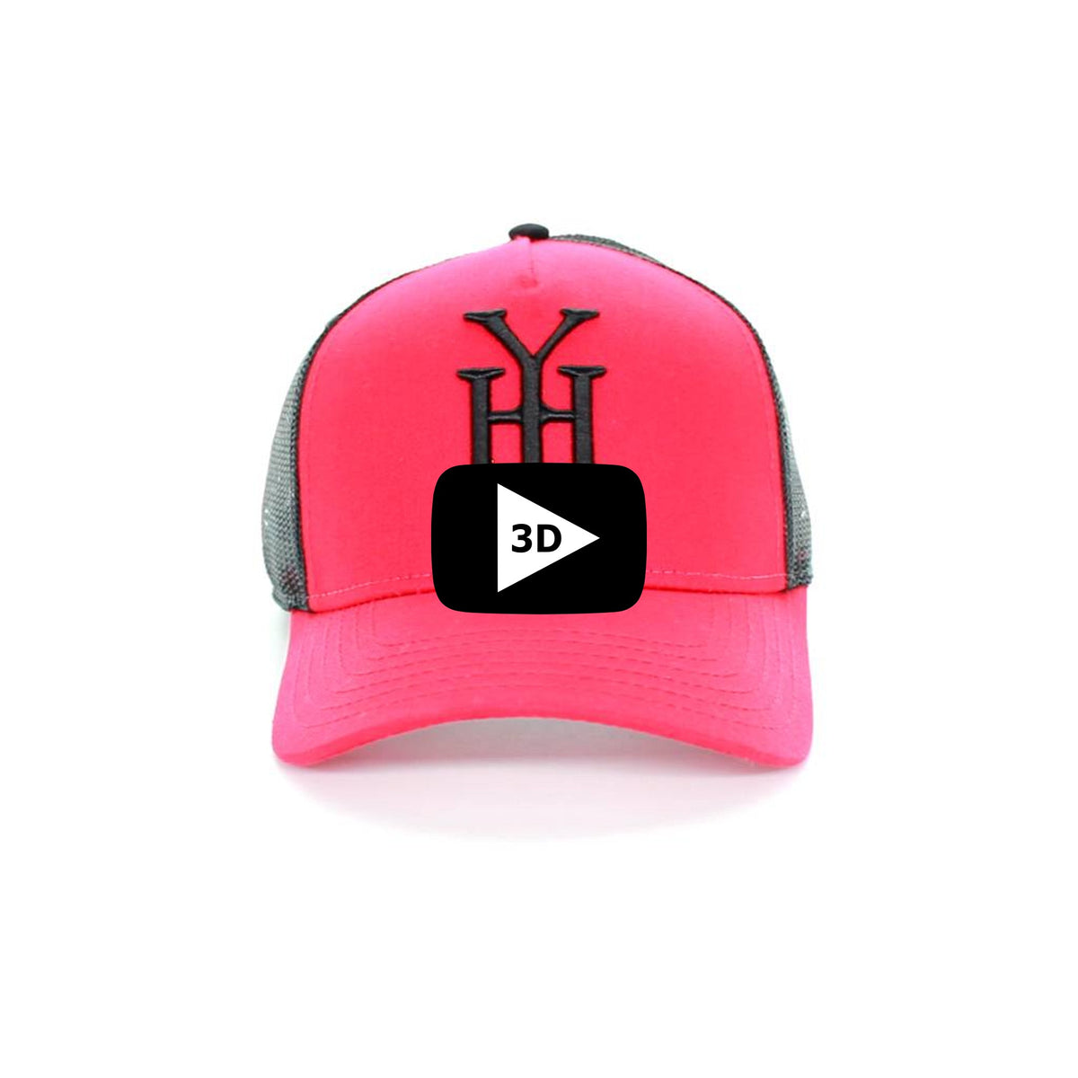Red Black Monogram Mesh Trucker Hat