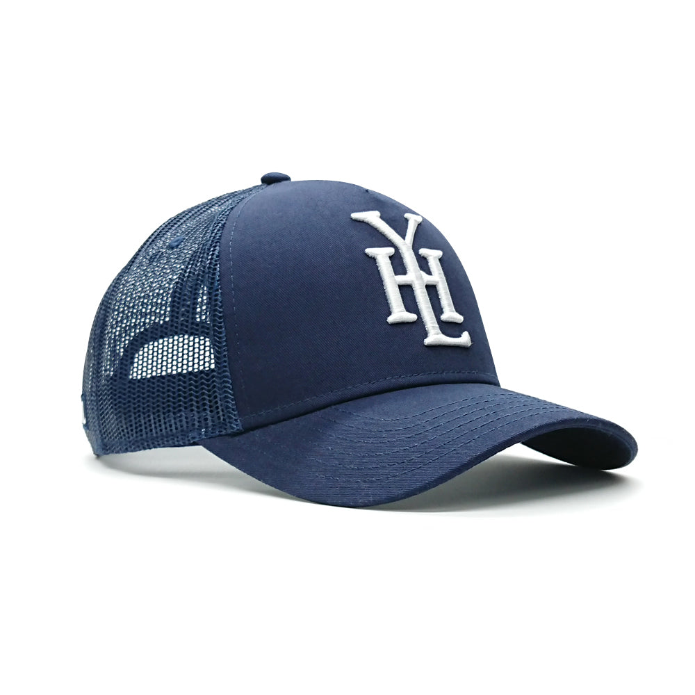 YoungHotLoaded - Navy Blue Monogram Mesh Trucker