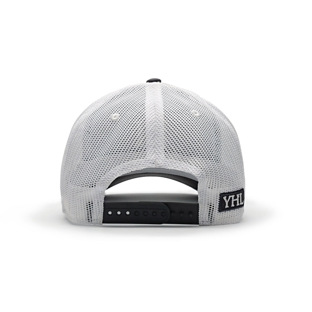 YoungHotLoaded  Black Monogram Mesh Trucker Hat